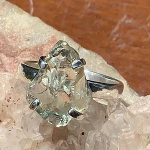 GREEN AMETHYST 925 STERLING SILVER RING, SIZE 10.5
